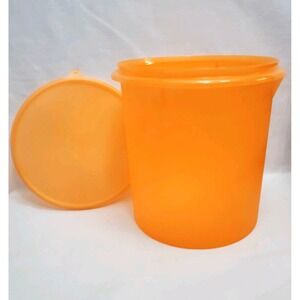Tupperware Large Orange Storage Container Bucket w/ Lid Vintage USA